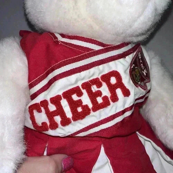 Build A Bear!! Vintage Cheerleader Teddy Bear Plush Cheer White & Red Outfit - Picture 13 of 15
